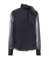 Brunello Cucinelli Crispy Silk Blouse Shirt And Blouse Gray In Blue