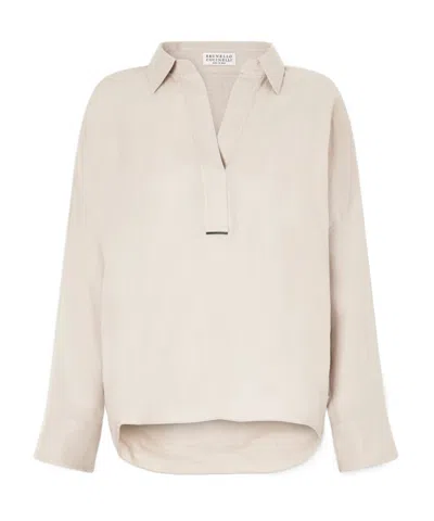Brunello Cucinelli Long Sleeve Shirt In Neutral