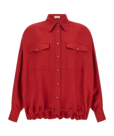 Brunello Cucinelli Long Sleeve Shirt In Red