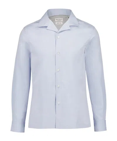 Brunello Cucinelli Long Sleeve Shirt In Sky Blue