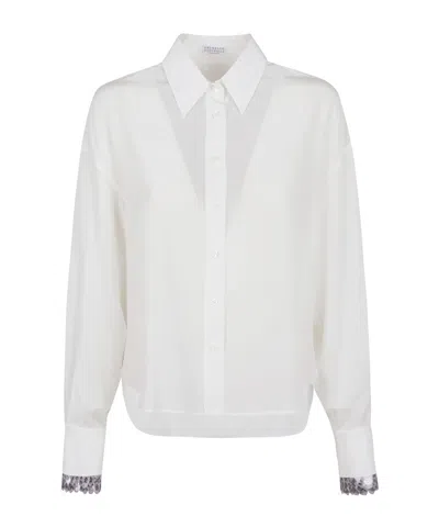 Brunello Cucinelli Long Sleeve Shirt In White