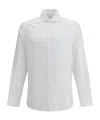 Brunello Cucinelli Linen Shirt With Back Yoke And Curved Hem In White