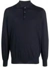 Brunello Cucinelli Virgin-wool Jumper With Polo-shirt Collar In Blue