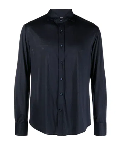 Brunello Cucinelli Long-sleeve Silk-cotton Shirt In Black