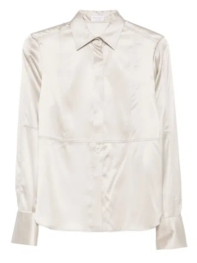 BRUNELLO CUCINELLI LONG-SLEEVE SILK SHIRT