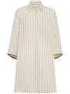 Brunello Cucinelli Long Sleeve Striped Shirt With Button-down Front In White