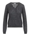 Brunello Cucinelli V-neck Cable Pullover Sequin Embellishments In Gray