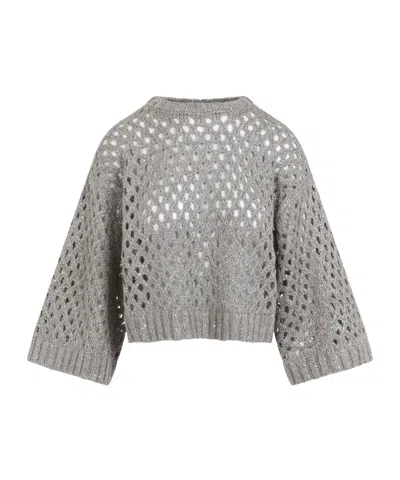 BRUNELLO CUCINELLI BRUNELLO CUCINELLI CREWNECK CROPPED SWEATER