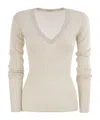 Brunello Cucinelli Women Lightweight Cashmere And Silk Broad Rib Sweater In Neutral