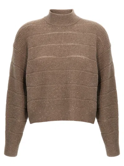 BRUNELLO CUCINELLI BRUNELLO CUCINELLI HIGH-NECK CROPPED SWEATER
