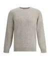 Brunello Cucinelli Grey Melange Cashmere Sweater In Neutral
