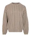 Brunello Cucinelli Long Sleeve Sweater In Brown