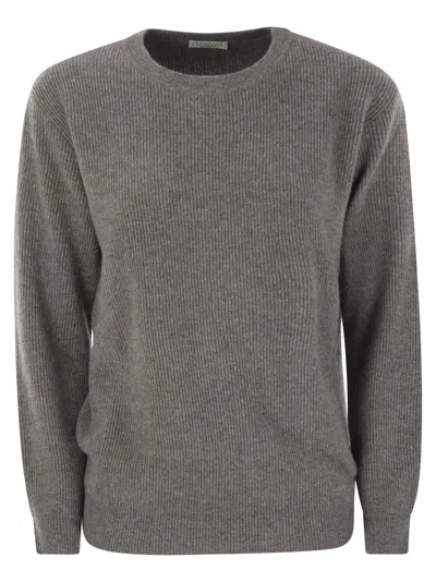 Brunello Cucinelli Long Sleeve Sweater In Gray