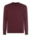 Brunello Cucinelli Cashmere Crew-neck Sweater Ribbed Profiles In Burgundy