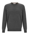 Brunello Cucinelli Cashmere Crew Neck Sweater With Ribbed Cuffs And Hem In Gray