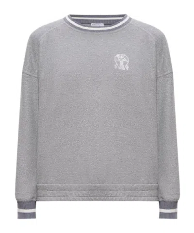 Brunello Cucinelli Long Sleeve Sweater In Gray