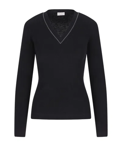 Brunello Cucinelli Long Sleeve Sweater In Black