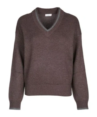 BRUNELLO CUCINELLI V-NECK RIBBED SWEATER