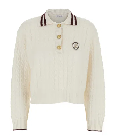 Brunello Cucinelli Long Sleeve Sweater In Neutral