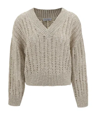 BRUNELLO CUCINELLI BRUNELLO CUCINELLI V-NECK DROP SHOULDER JUMPER
