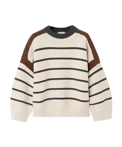 Brunello Cucinelli Long Sleeve Sweater In Nude