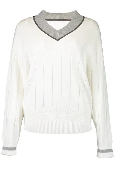 BRUNELLO CUCINELLI BRUNELLO CUCINELLI MONILI-TRIM V-NECK JUMPER
