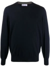 Brunello Cucinelli Men Crew-neck Sweater In Virgin Wool And Cashmere In Black
