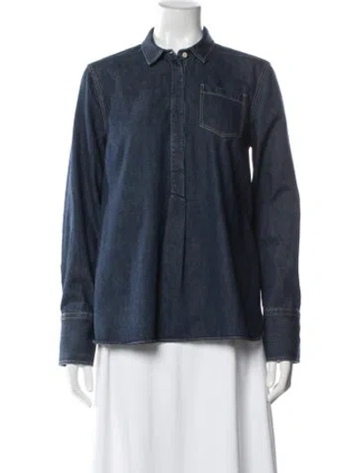 Pre-owned Brunello Cucinelli Long Sleeve Top In Blue