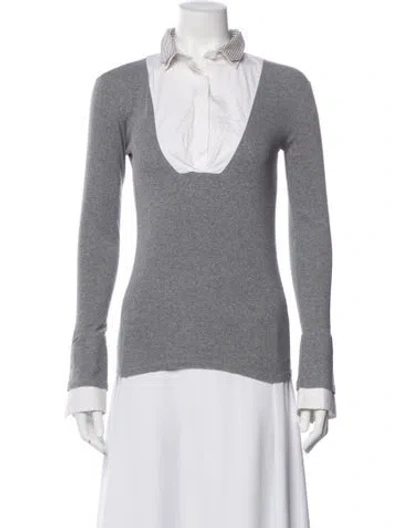 Pre-owned Brunello Cucinelli Long Sleeve Top In Gray