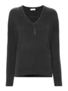 Brunello Cucinelli Long Sleeve V-neck Sweater In Black