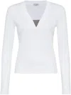 Brunello Cucinelli Stretch-cotton Monili-detail T-shirt In White