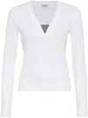 Brunello Cucinelli Long Sleeve V-neck T-shirt Clothing In White