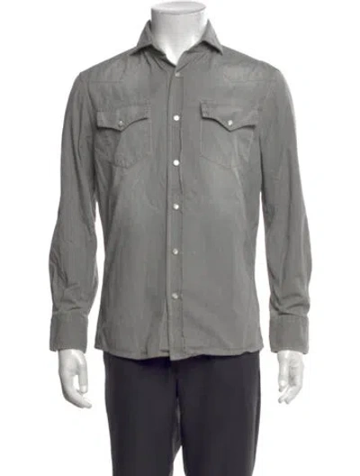 Pre-owned Brunello Cucinelli Long Sleeve Western Shirt In Grey