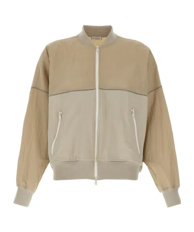 BRUNELLO CUCINELLI BRUNELLO CUCINELLI TWO-TONE ZIPPED SWEATSHIRT