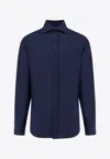 Brunello Cucinelli Linen Cotton Blend Shirt Button Down In Blue