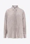 Brunello Cucinelli Striped Linen And Silk Shirt