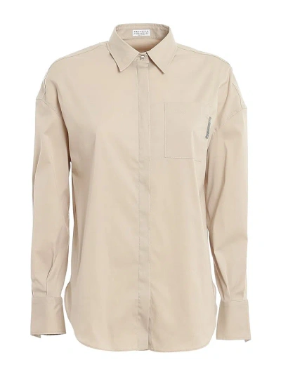 Brunello Cucinelli Long Sleeved Buttoned Shirt In Beige