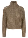 Brunello Cucinelli Rustic Dazzling Net Sweaters And Cardigans Beige