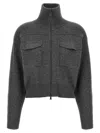 Brunello Cucinelli Shiny Zipper Pull Sweaters And Cardigans Gray