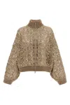 Brunello Cucinelli Dazzling Croc Embroidery Sweaters And Cardigans Beige In Brown