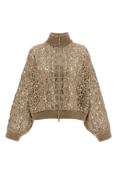 BRUNELLO CUCINELLI BRUNELLO CUCINELLI DAZZLING EMBROIDERED KNIT CARDIGAN