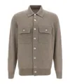 Brunello Cucinelli Cashmere Collared Design Cardigan In Neutral