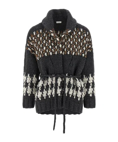 Brunello Cucinelli Long-sleeved Cardigan In Black