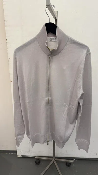 Brunello Cucinelli Long-sleeved Cardigan In Gray