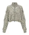 Brunello Cucinelli Multicolor Sequin Cropped Cardigan In Gray