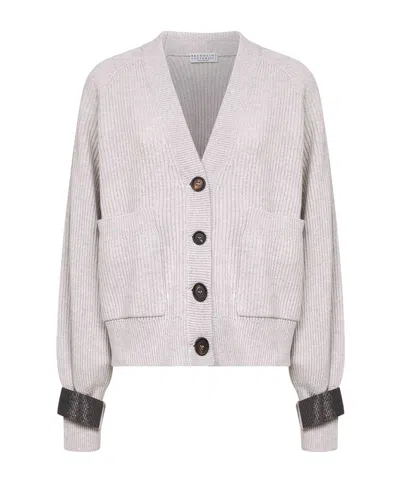Brunello Cucinelli Long-sleeved Cardigan In Neutral