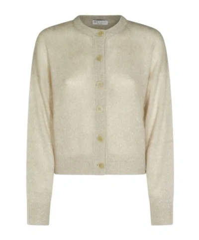 Brunello Cucinelli Long Sleeved Cardigan In Neutral