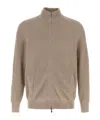 Brunello Cucinelli Collar Zip Cardigan Ribbed Texture In Neutral