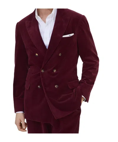 Brunello Cucinelli Long-sleeved Cashmere Blazer In Burgundy