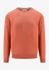 Brunello Cucinelli Long-sleeved Cashmere Sweater In Orange